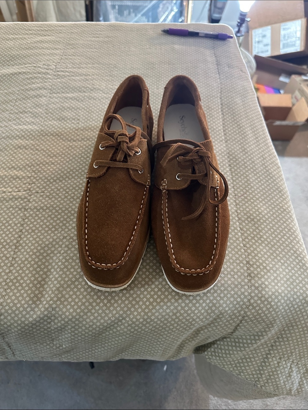 Seychelles Chestnut Brown Suede Lace-Up Moccasins